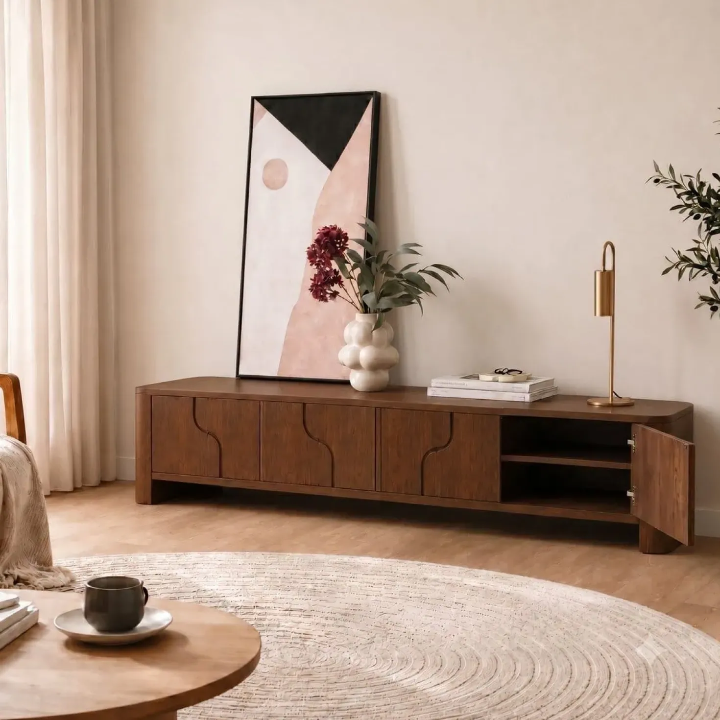 Moos Tv meubel walnoot 200cm