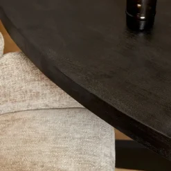 Morada eettafel industrieel ovaal mangohout zwart 180cm