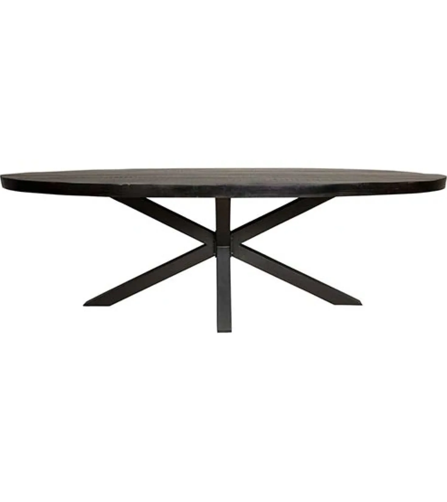 Morada eettafel industrieel ovaal mangohout zwart 180cm