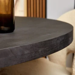 Morada eettafel industrieel rond mangohout zwart 130cm