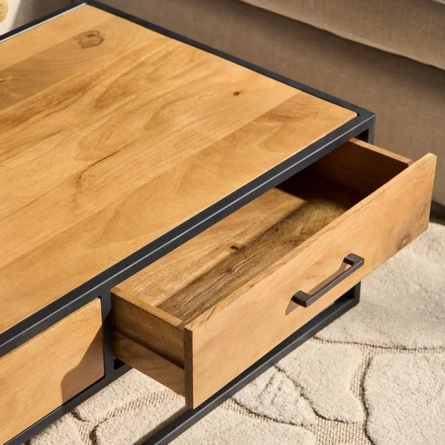 Morada salontafel industrieel rechthoek Warm mangohout
