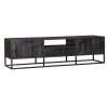 Morada tv meubel industrieel mangohout zwart 145cm