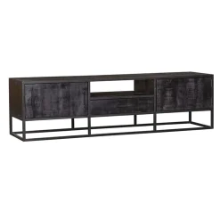 Morada tv meubel industrieel mangohout zwart 145cm