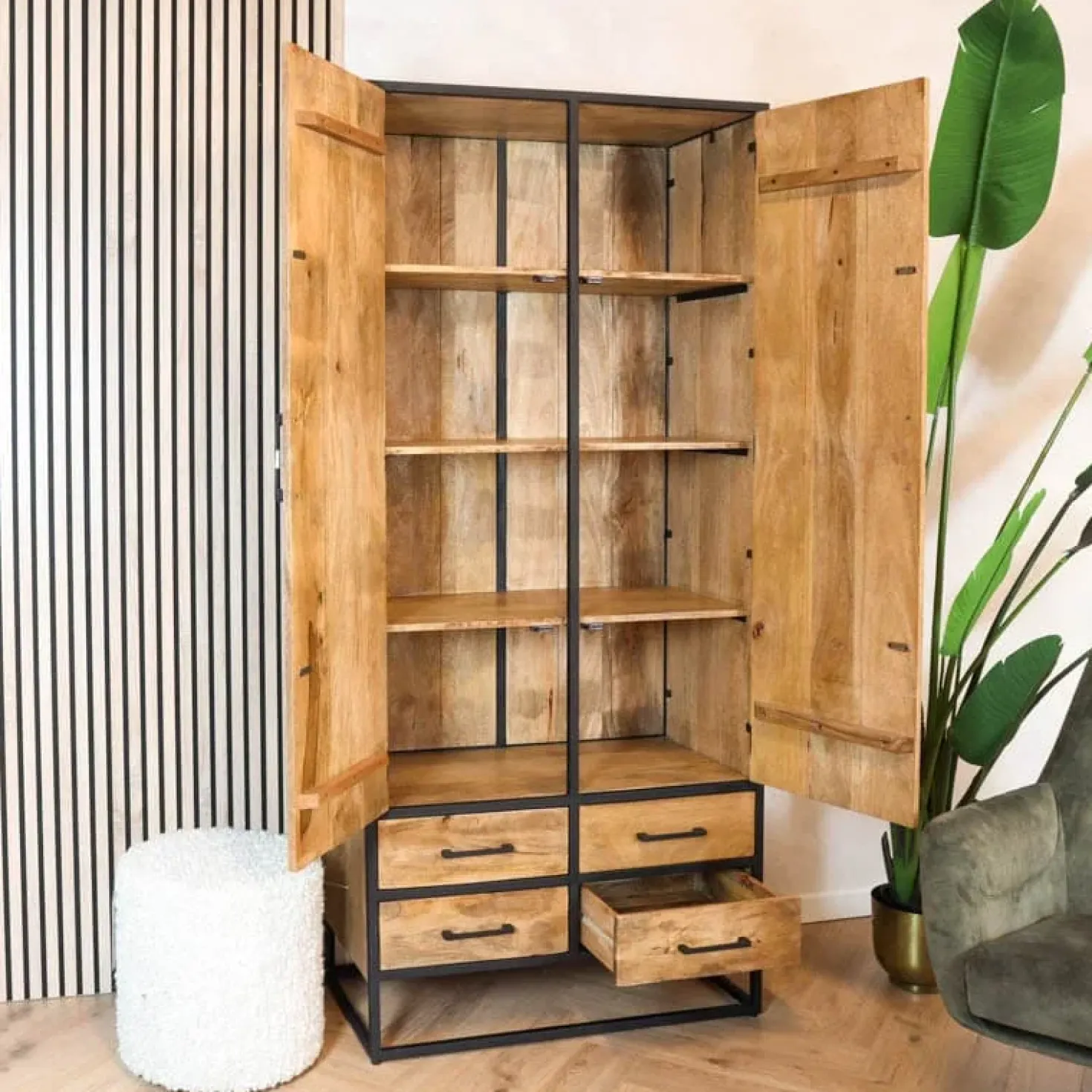 Morada Wandkast naturel Mangohout 90cm