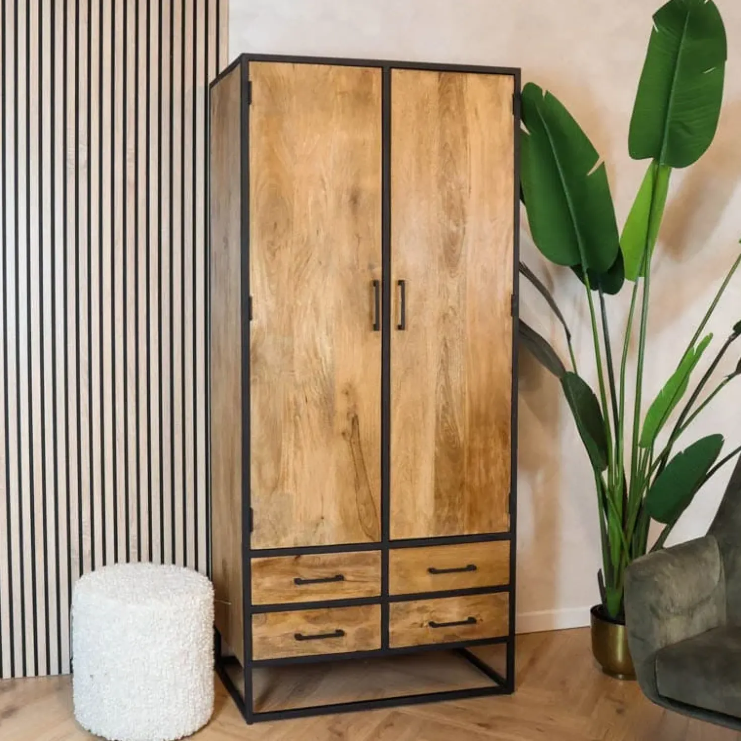Morada Wandkast naturel Mangohout 90cm