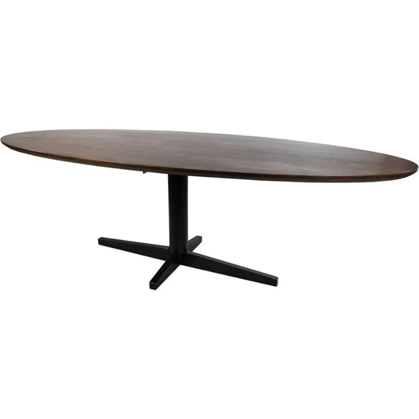 Morgan Eettafel ovaal Walnoot - Zwart onderstel 220cm