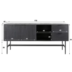 Morina Dressoir mangohout Zwart 170cm