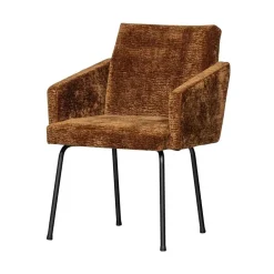 Mount Eetkamerstoel Met Armleuning Chenille Middenbruin