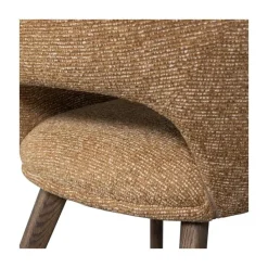 Murat Eetkamerstoel Geel Met Houten Poot Bruin