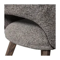 Murat Eetkamerstoel Taupe Met Houten Poot Bruin