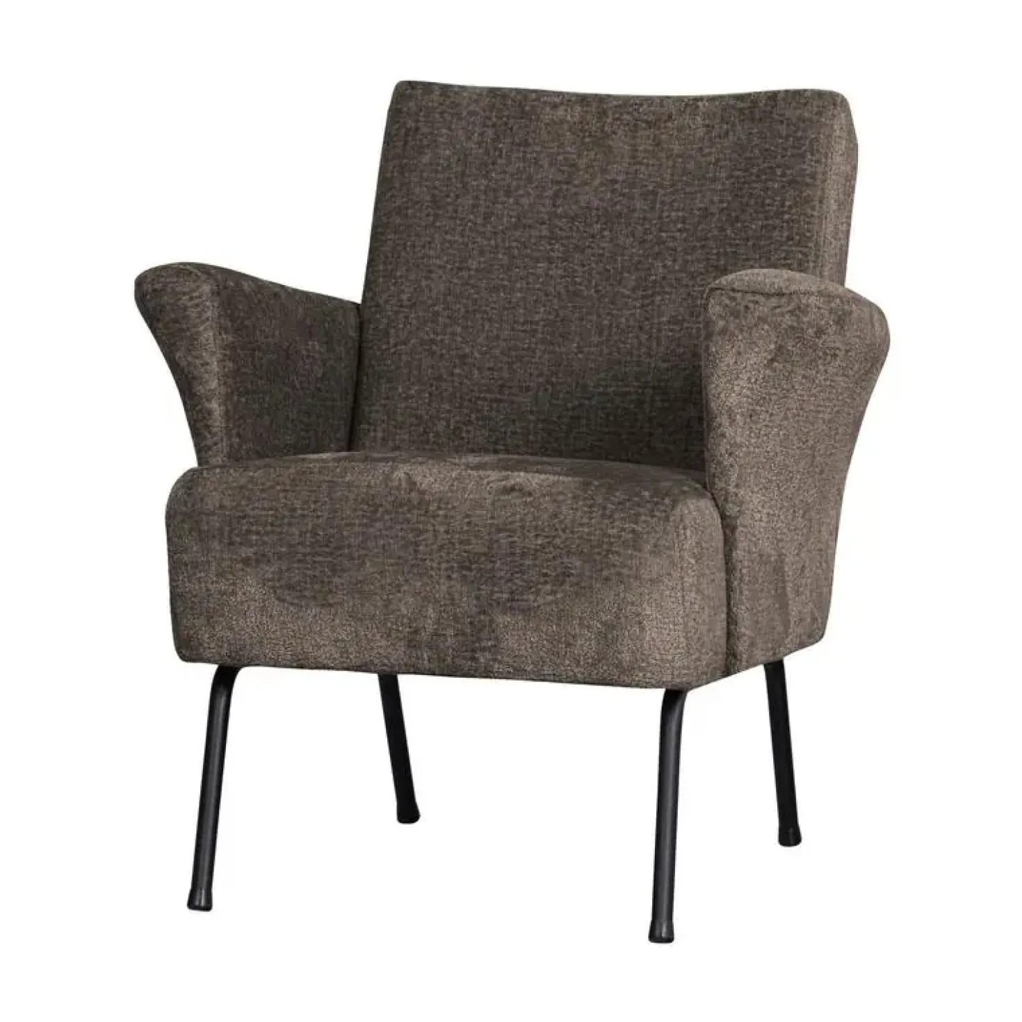 Muse Fauteuil Grof Geweven Stof Grijs/Bruin