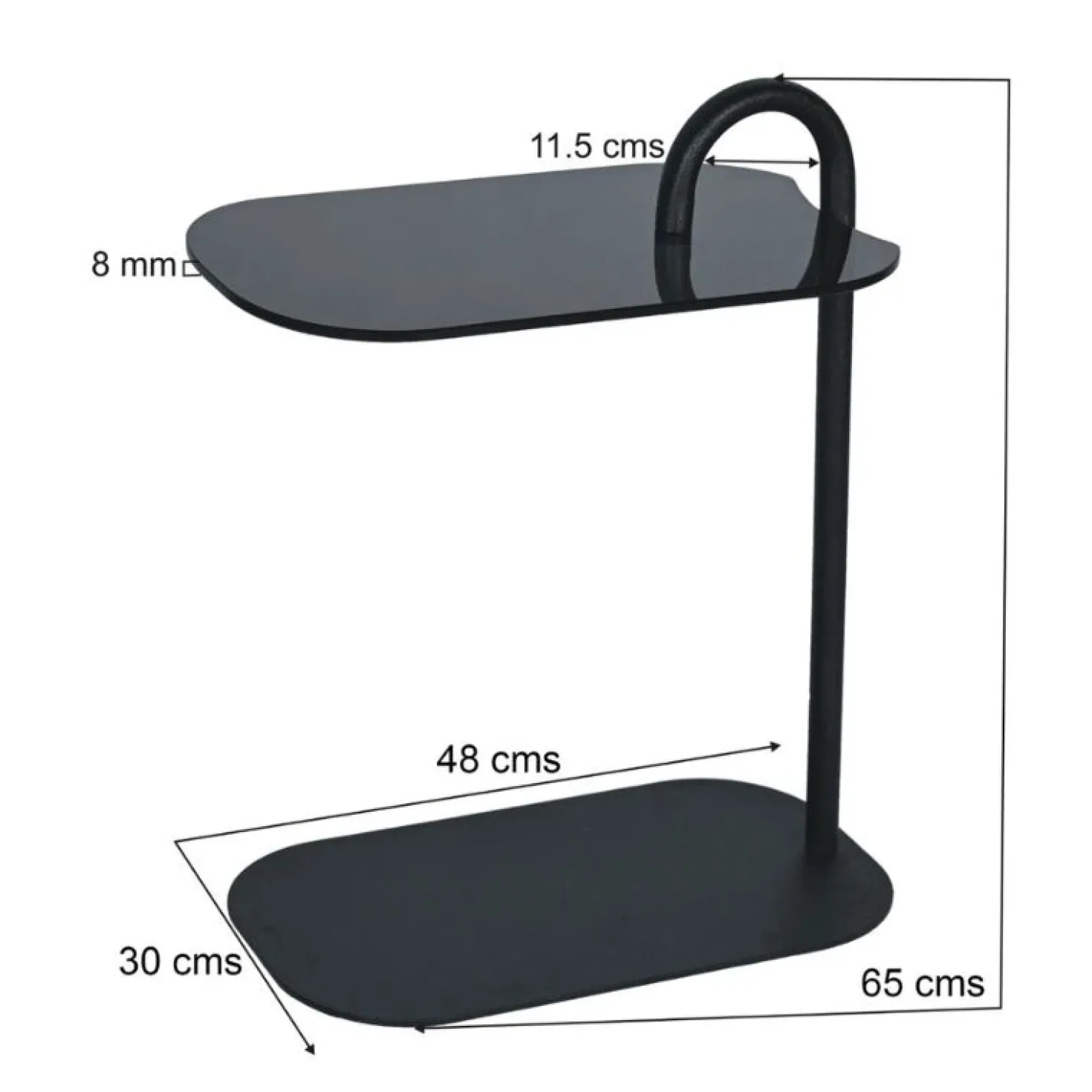 Mylon Bijzettafel Glas zwart 48cm