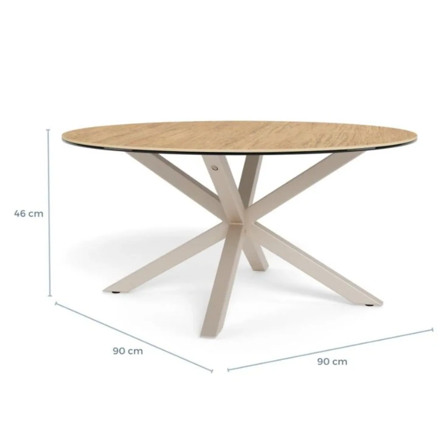 Myrthe Salontafel rond Keramiek met beige poot 82 cm