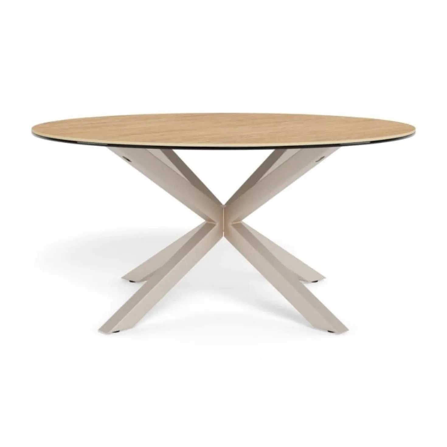 Myrthe Salontafel rond Keramiek met beige poot 82 cm