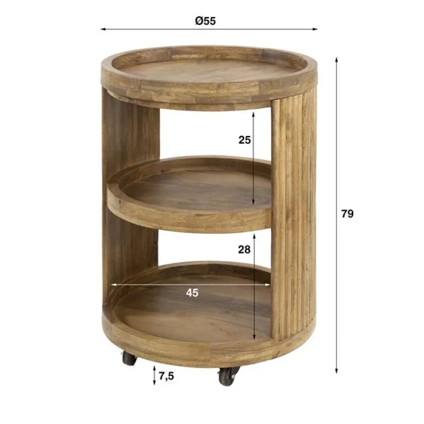 Namra Wijntrolley Mangohout Ø55cm