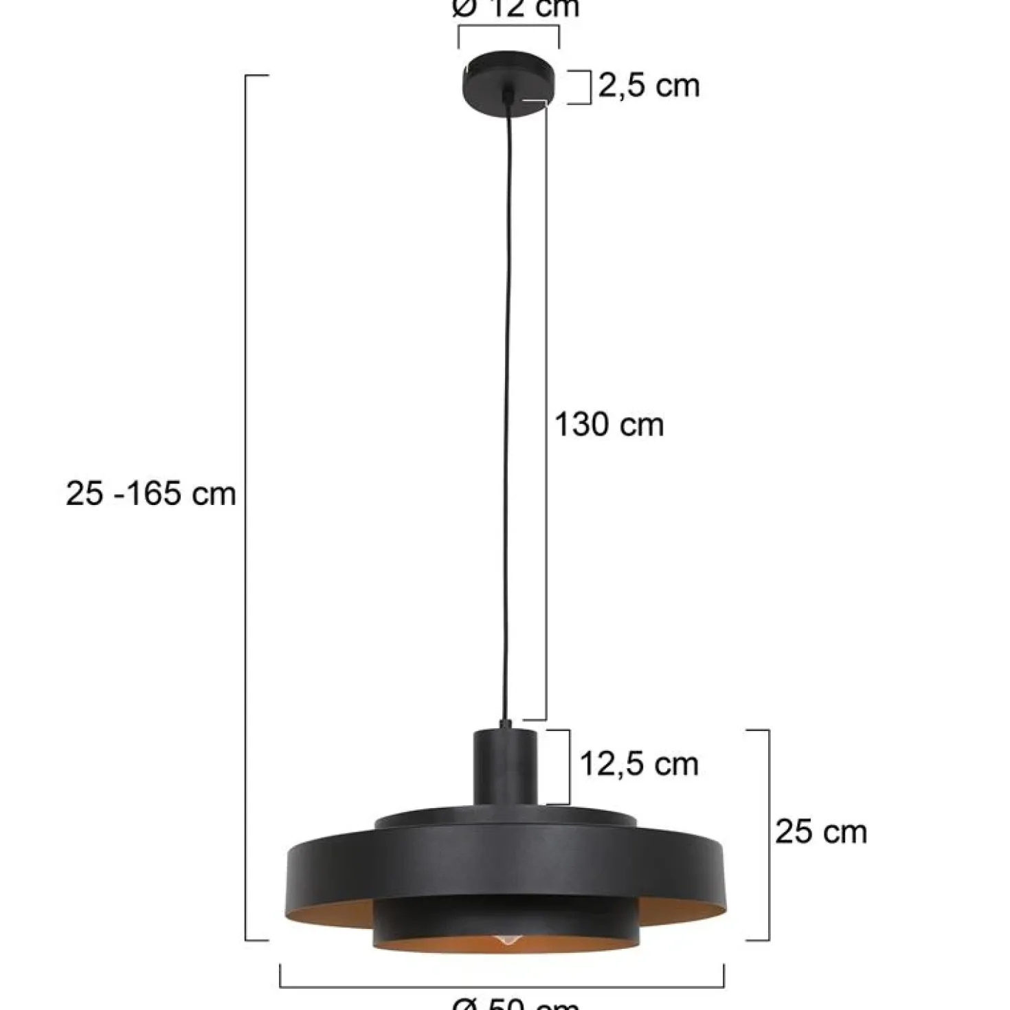 Naro 1-lichts Hanglamp Houtlook Zwart