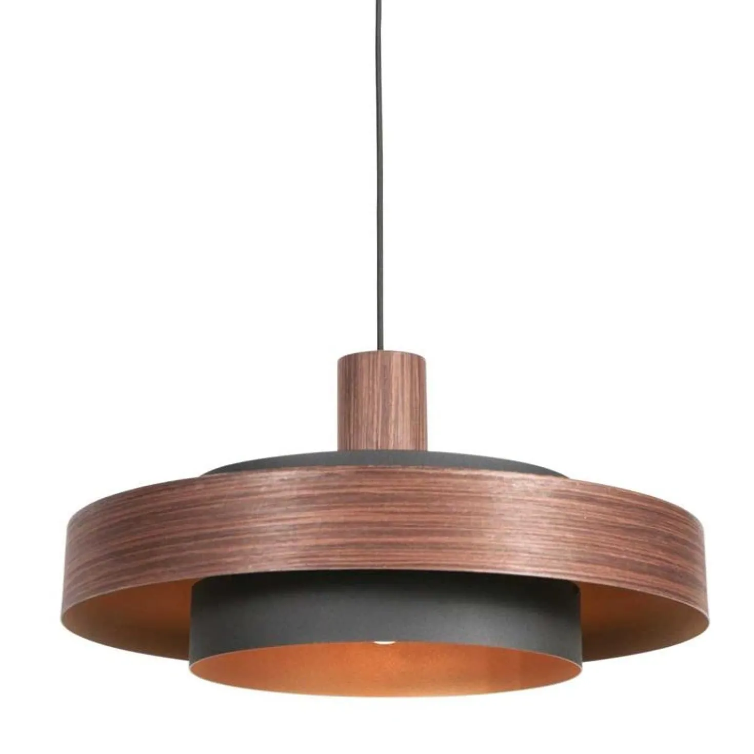 Naro 1-lichts Hanglamp Houtlook Zwart
