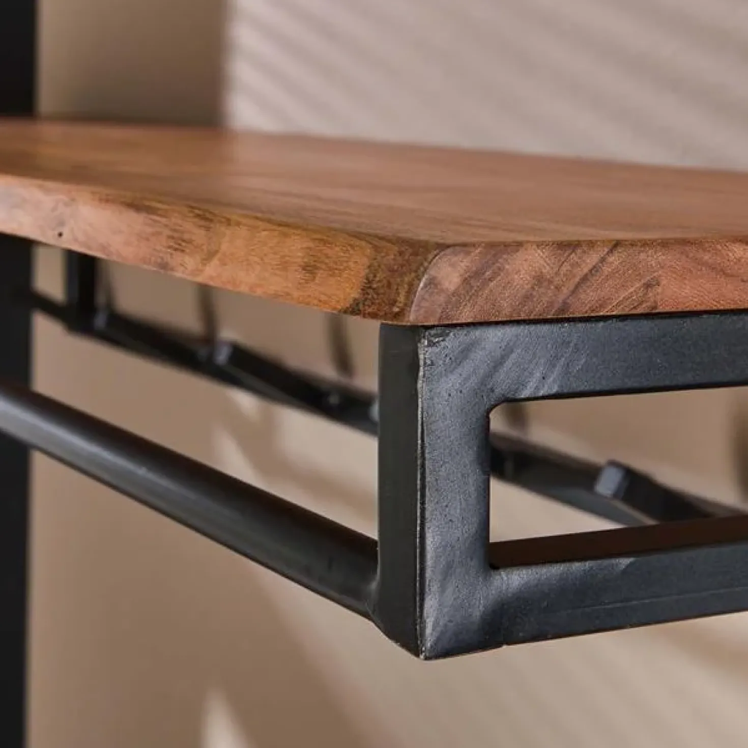 Narrow Kapstok 6 haken hoedenplank acacia naturel