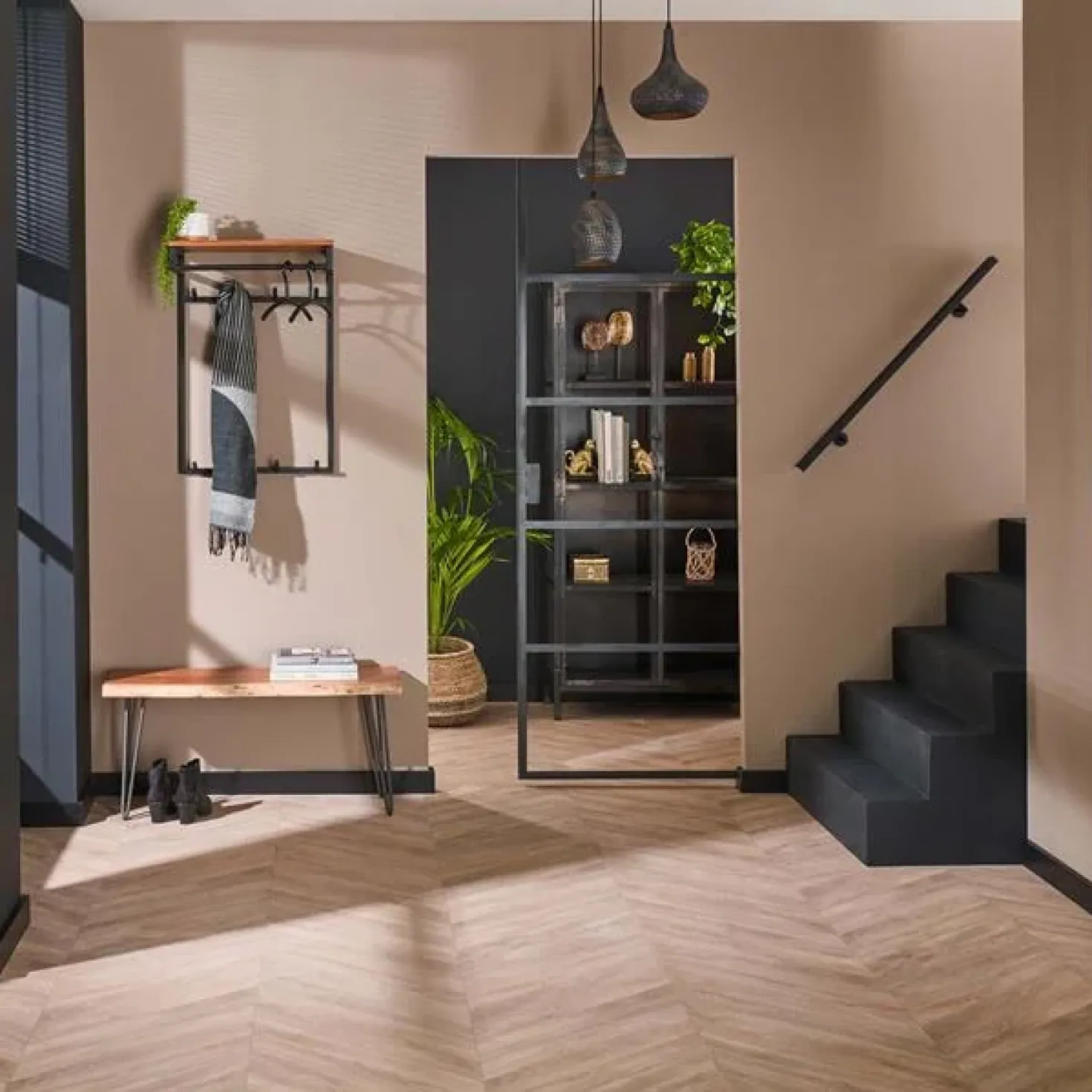 Narrow Kapstok hoog 2×4 haken acacia naturel
