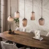 Nevada 5-lichts Hanglamp bruin-frosted glas