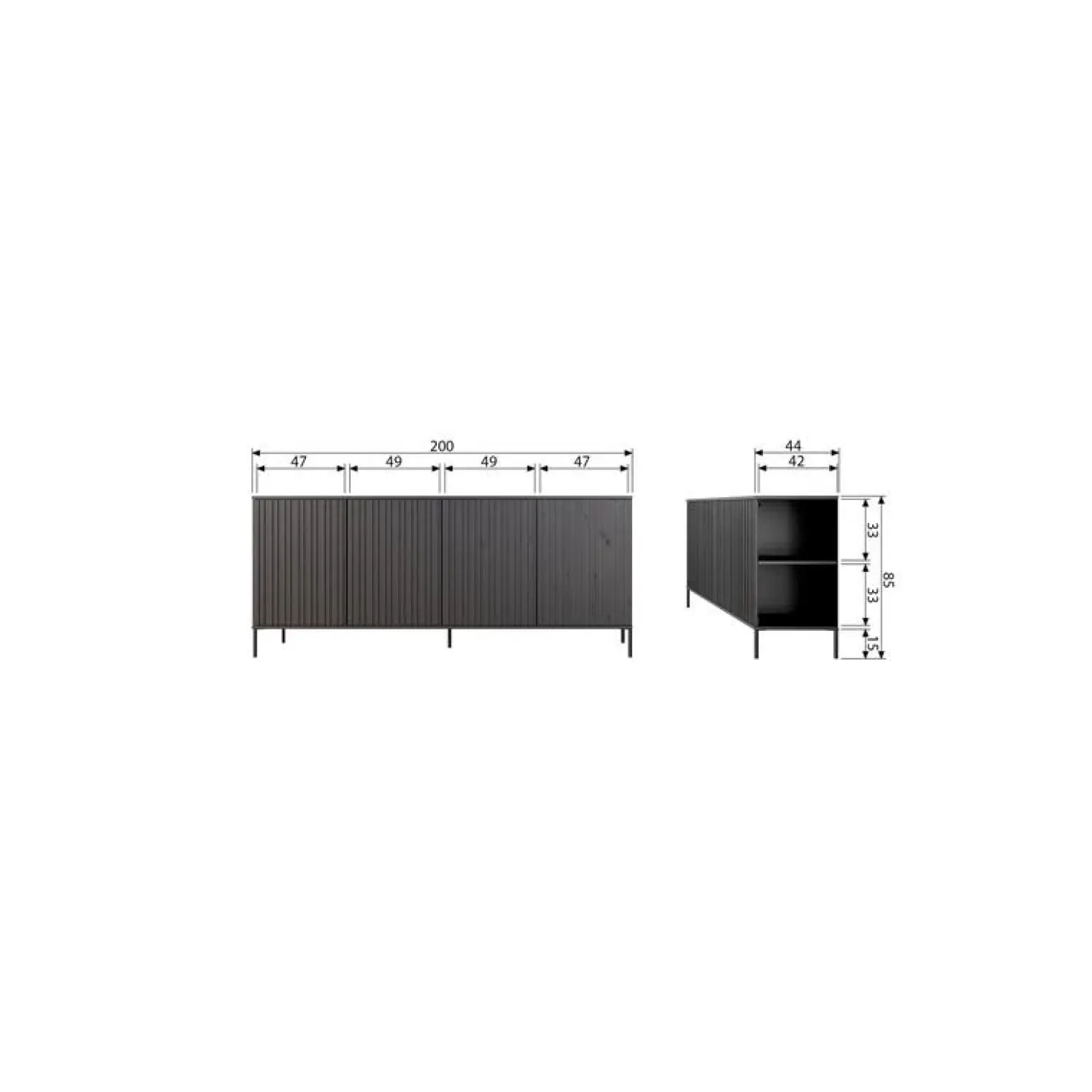 New Gravure Dressoir essen fineer espresso 200 cm