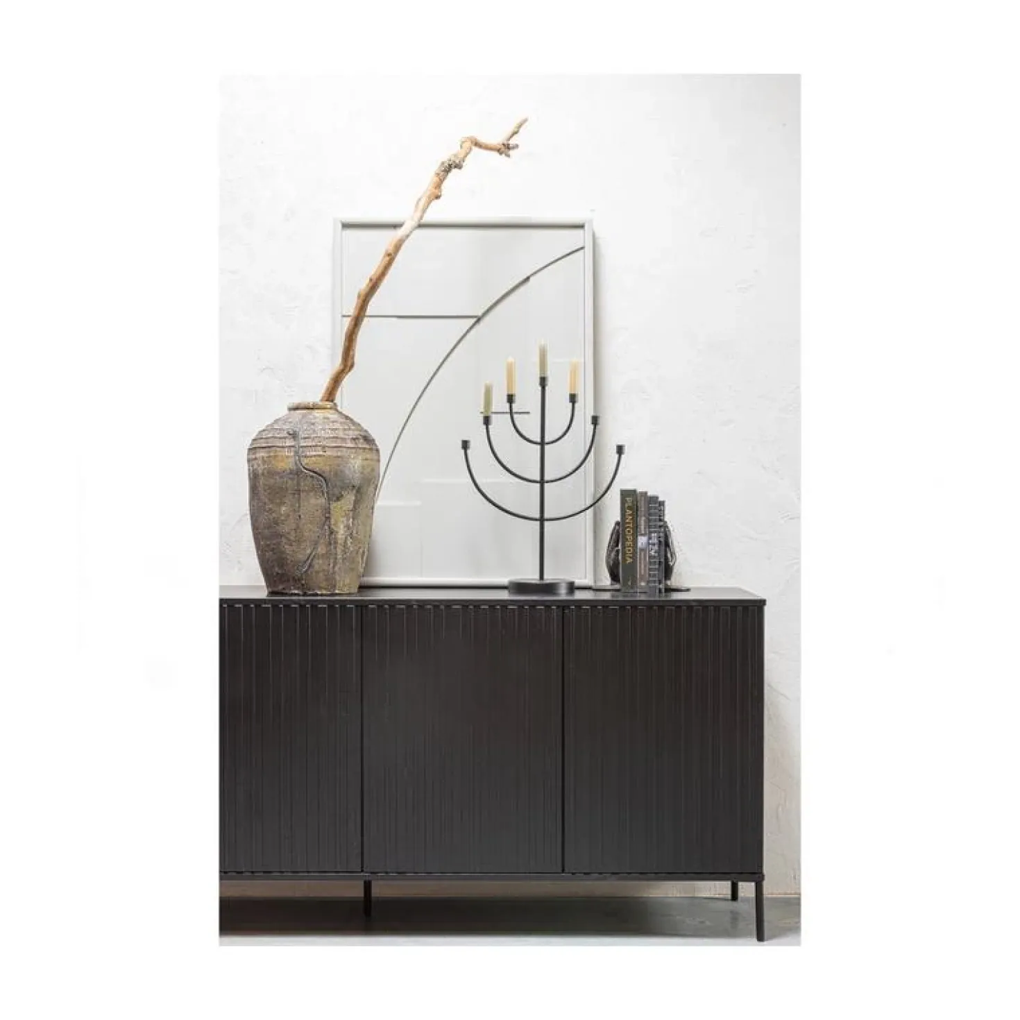 New Gravure Dressoir grenen zwart 200 cm