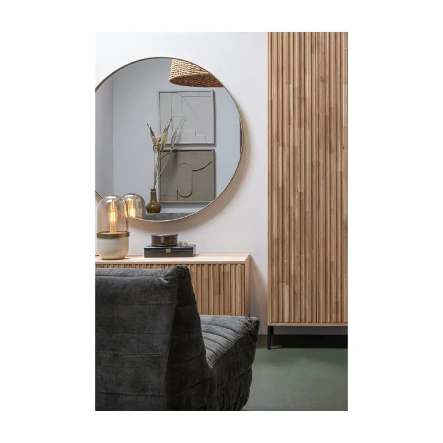New Gravure Hoge kast met lade eiken naturel 60 cm