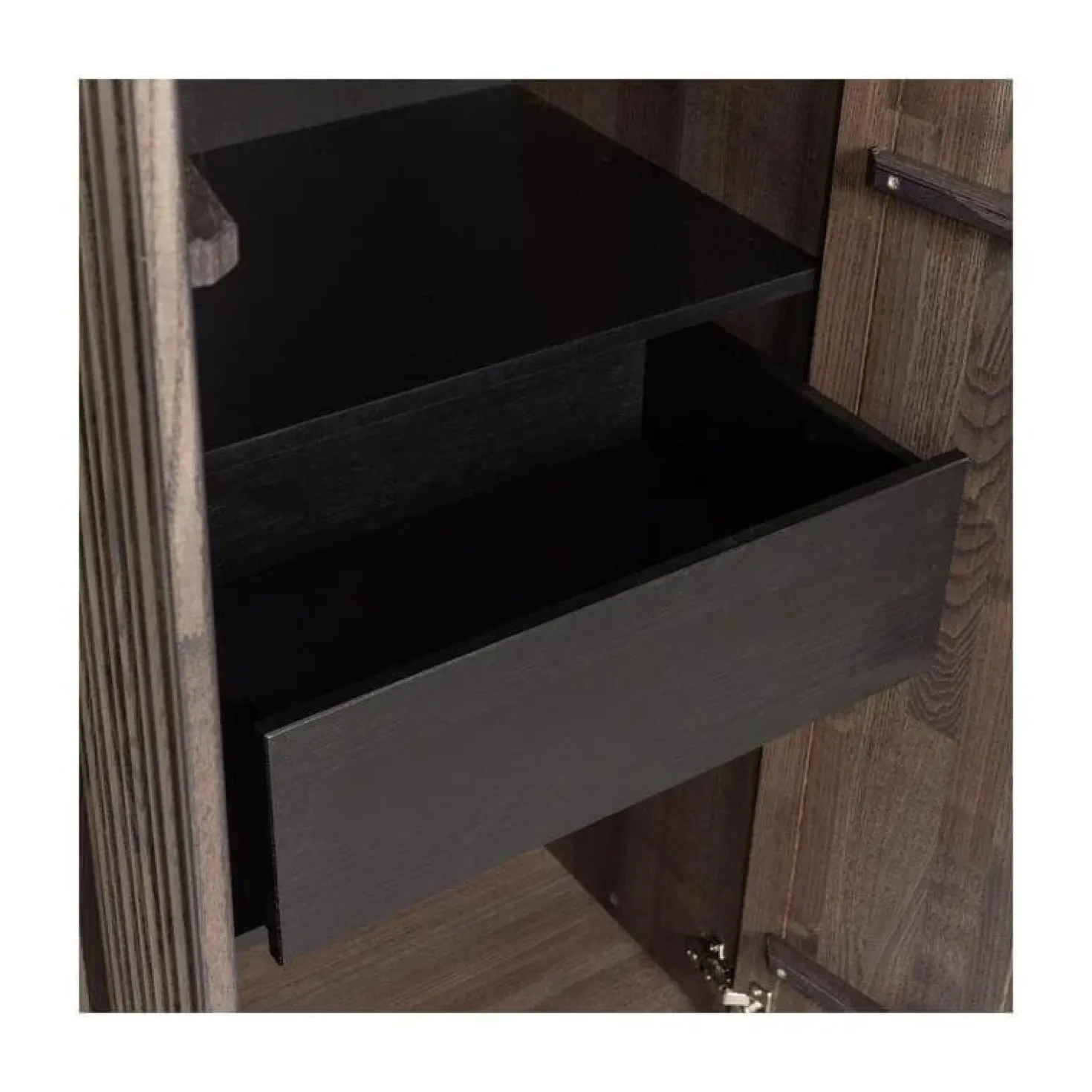 New Gravure Hoge kast met lade essen fineer espresso 60 cm