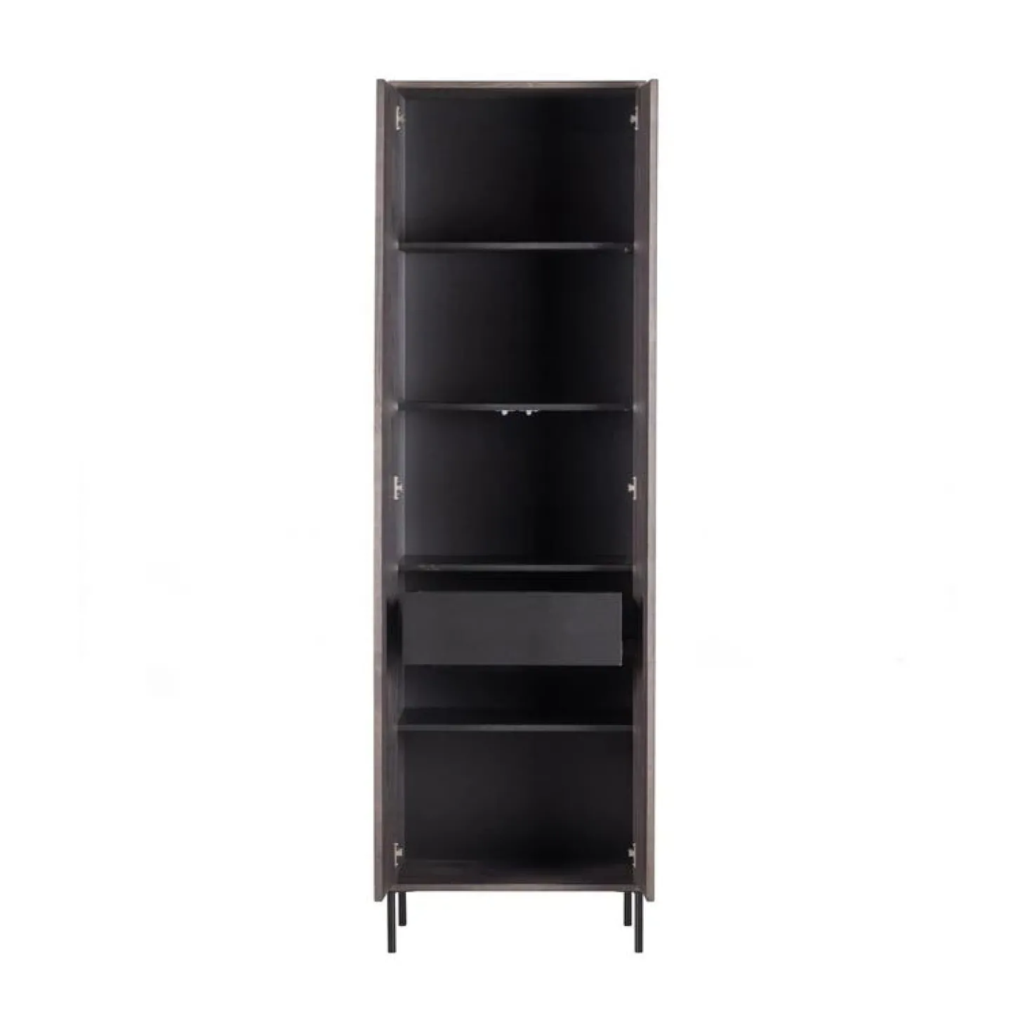 New Gravure Hoge kast met lade essen fineer espresso 60 cm