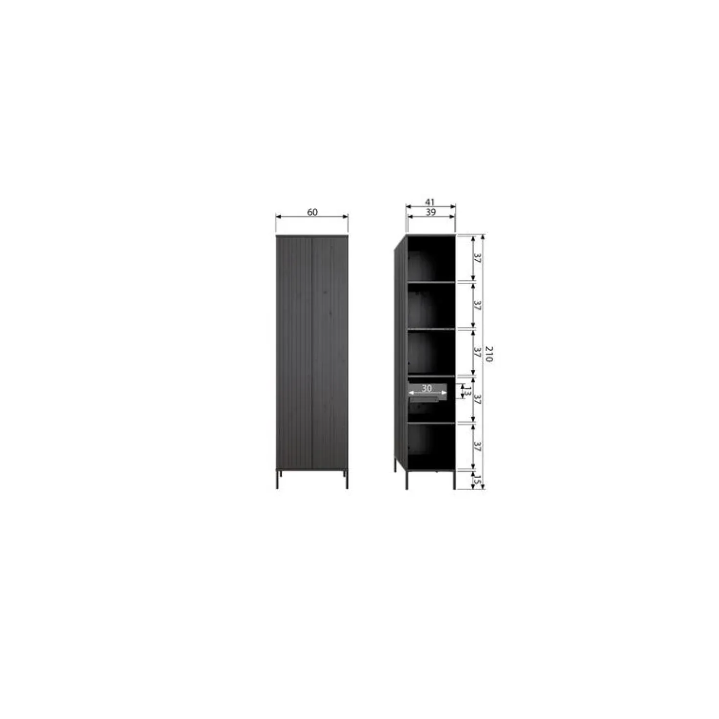 New Gravure Hoge kast met lade essen fineer espresso 60 cm