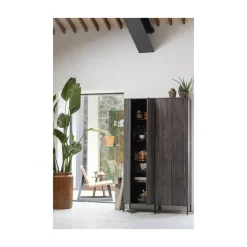 New Gravure Hoge kast met lade essen fineer espresso 60 cm