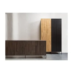 New Gravure Hoge kast met lade grenen zwart 60 cm