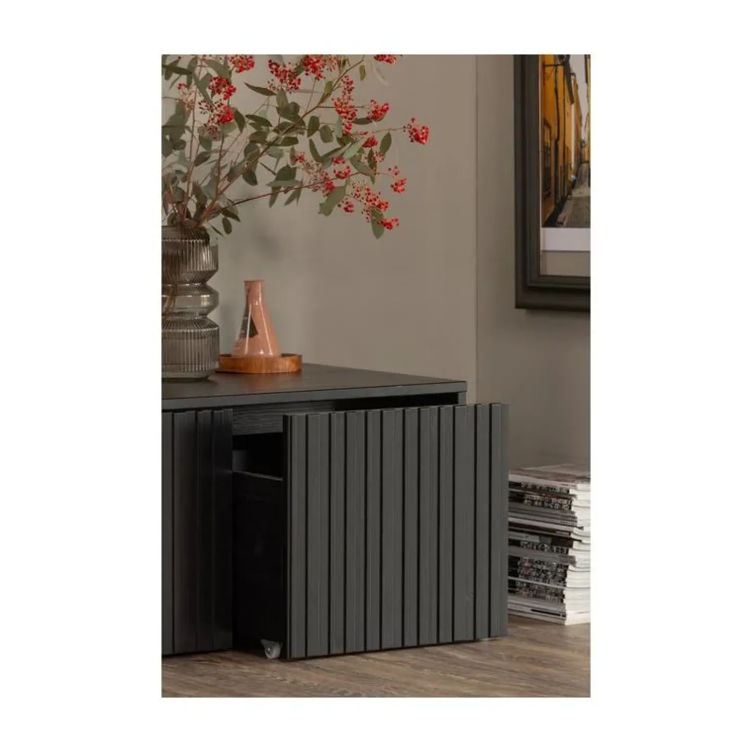New Gravure Kistbank grenen zwart 88 cm