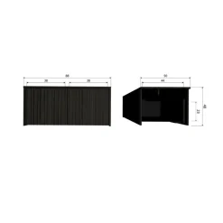 New Gravure Kistbank grenen zwart 88 cm