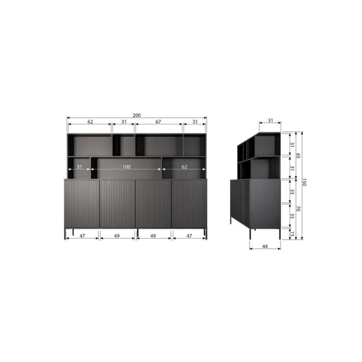 New Gravure Wandkast essen fineer espresso 200 cm