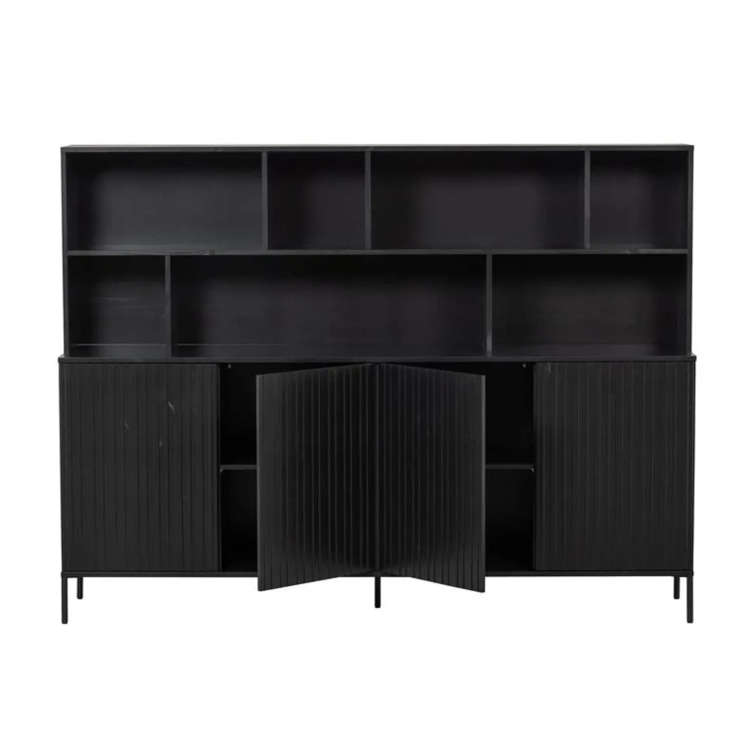 New Gravure Wandkast grenen zwart 200 cm