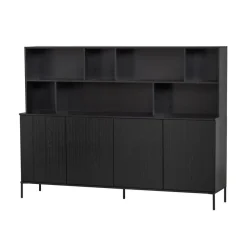 New Gravure Wandkast grenen zwart 200 cm
