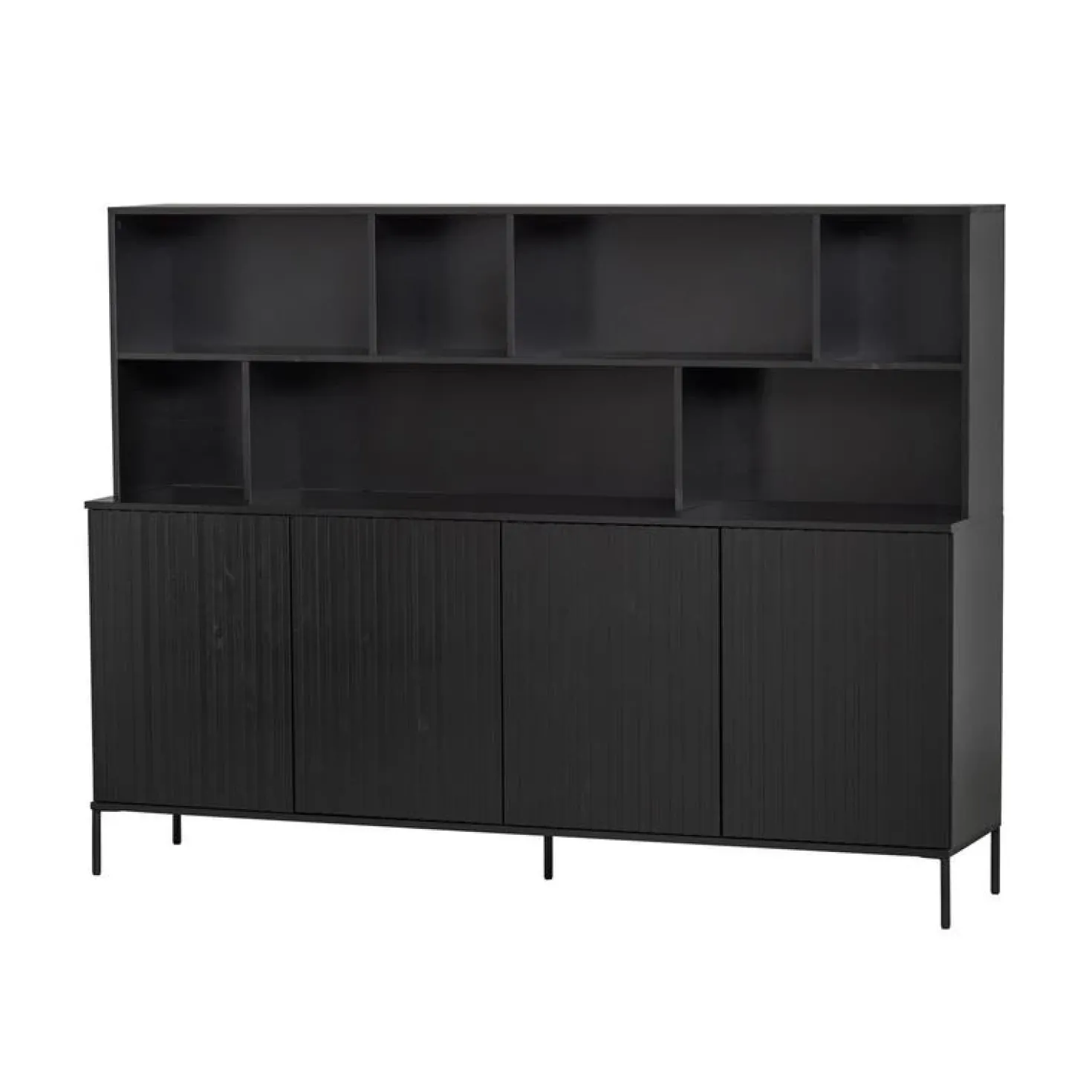 New Gravure Wandkast grenen zwart 200 cm