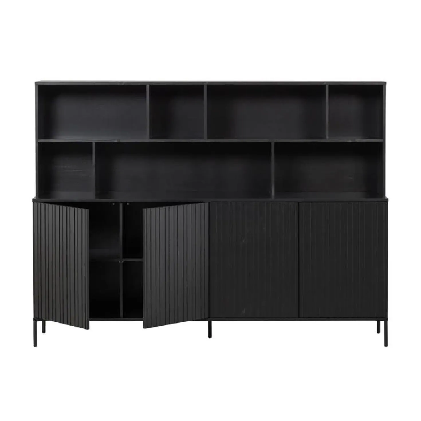 New Gravure Wandkast grenen zwart 200 cm
