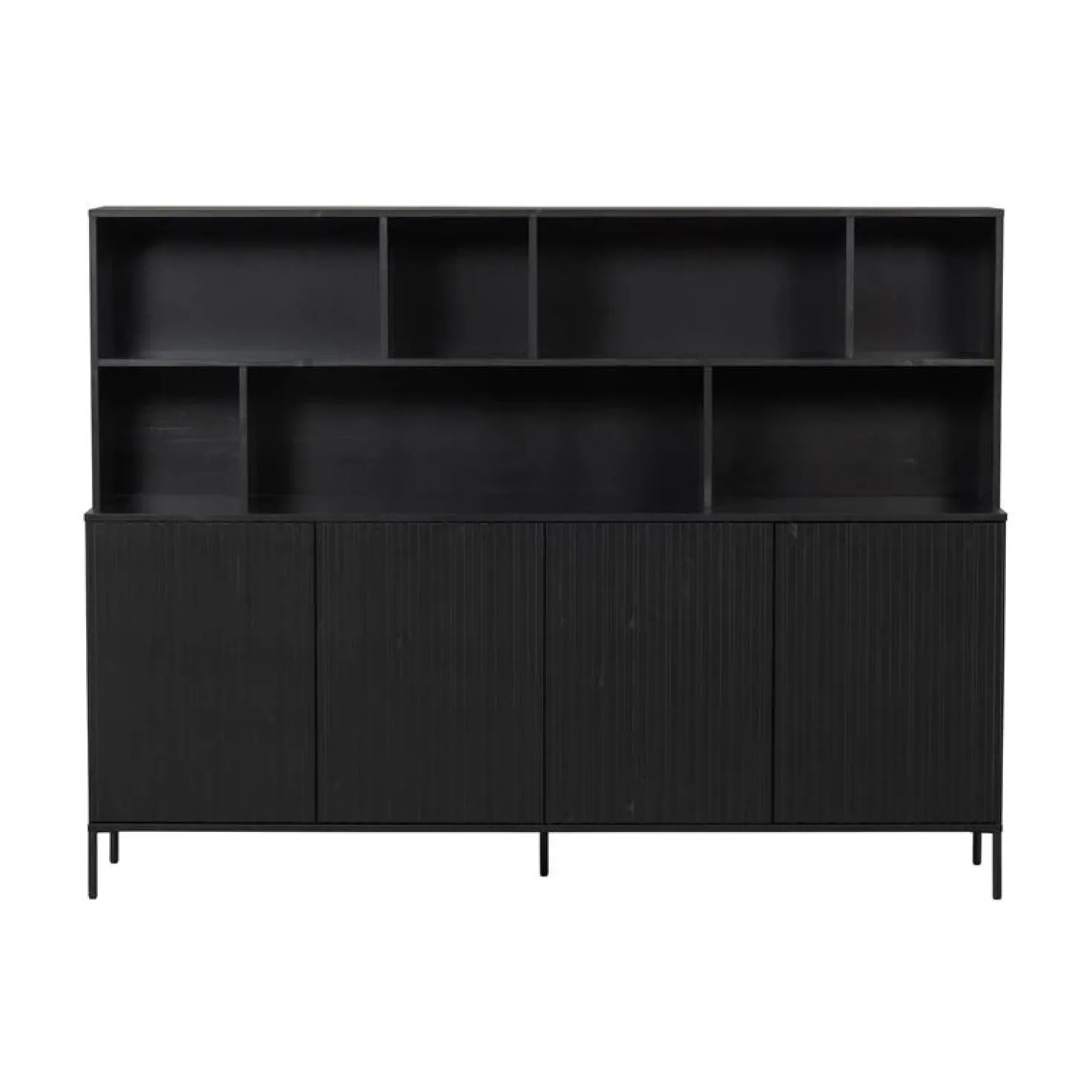New Gravure Wandkast grenen zwart 200 cm