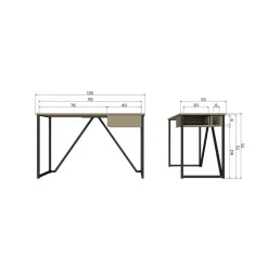 New Julius Bureau Dennenhout Mud 126cm