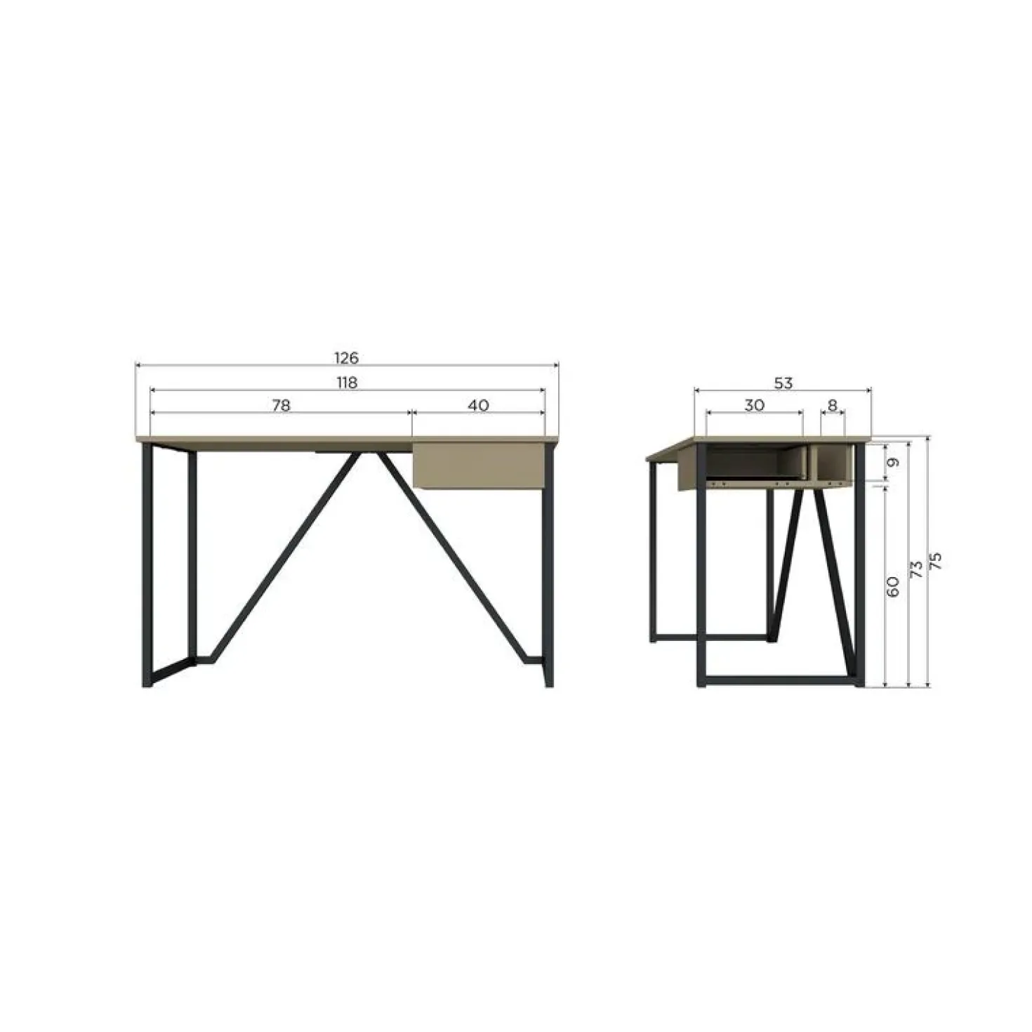 New Julius Bureau Dennenhout Mud 126cm