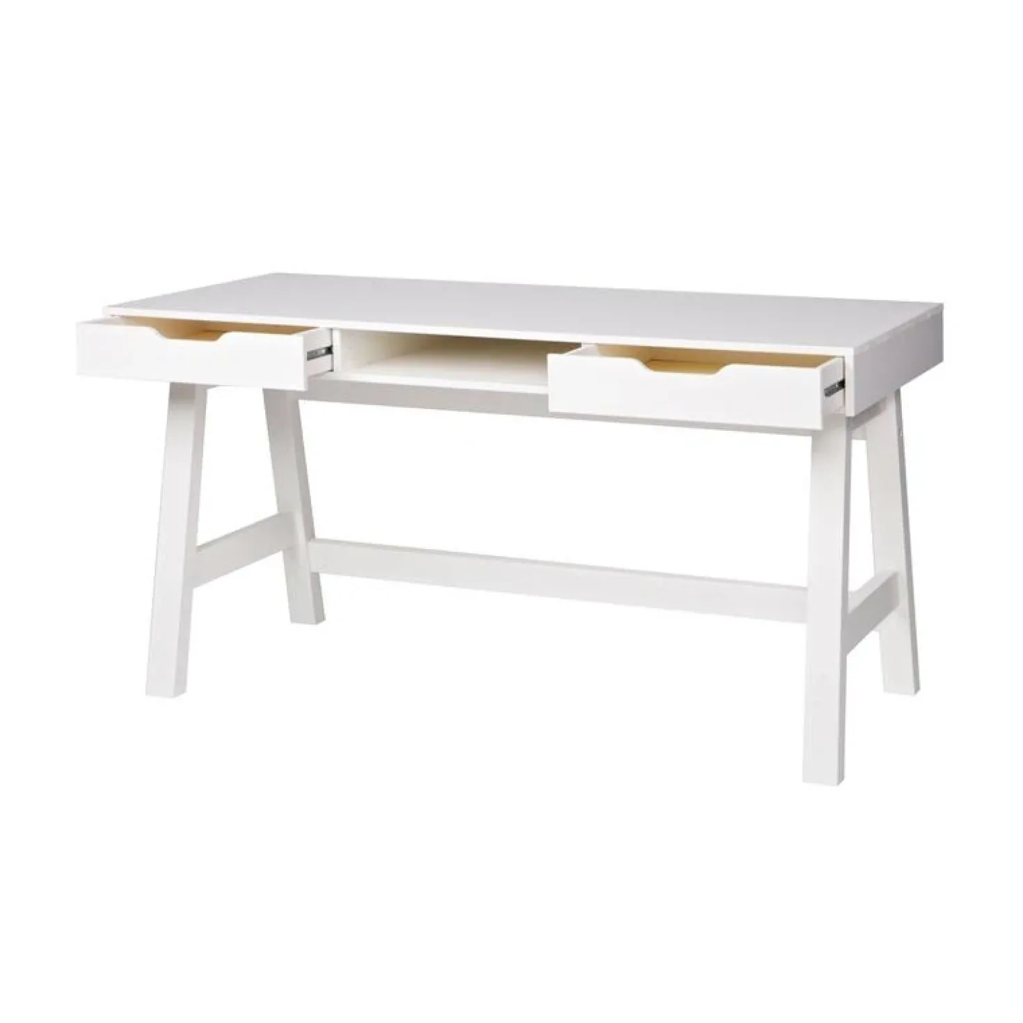 Nikki Bureau Dennenhout Wit 140cm
