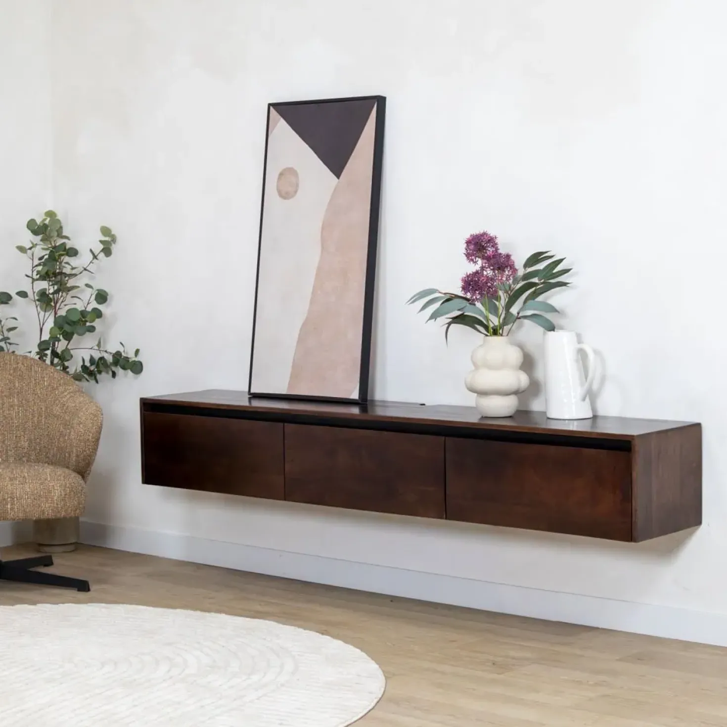 Nils Zwevend Tv meubel walnoot 200cm