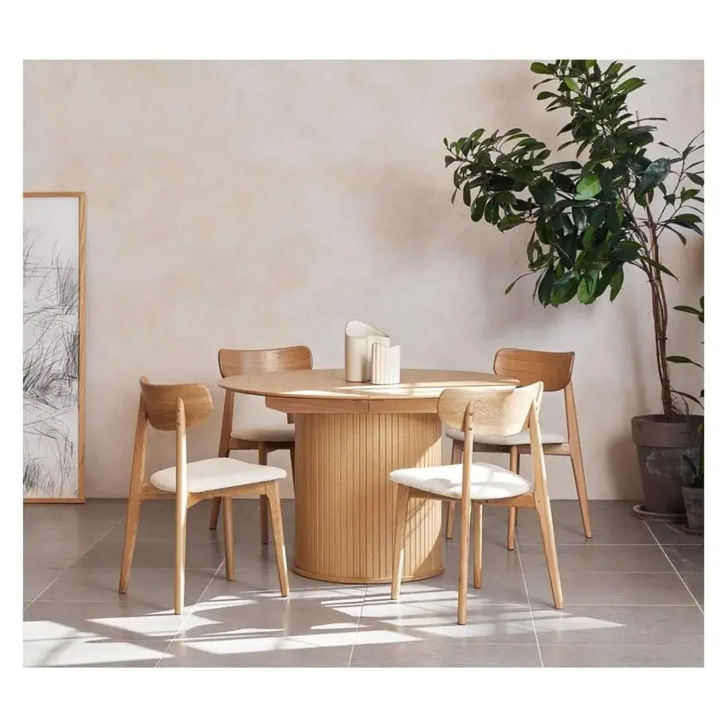 Nita Eettafel rond uitschuifbaar Naturel 120-167 cm