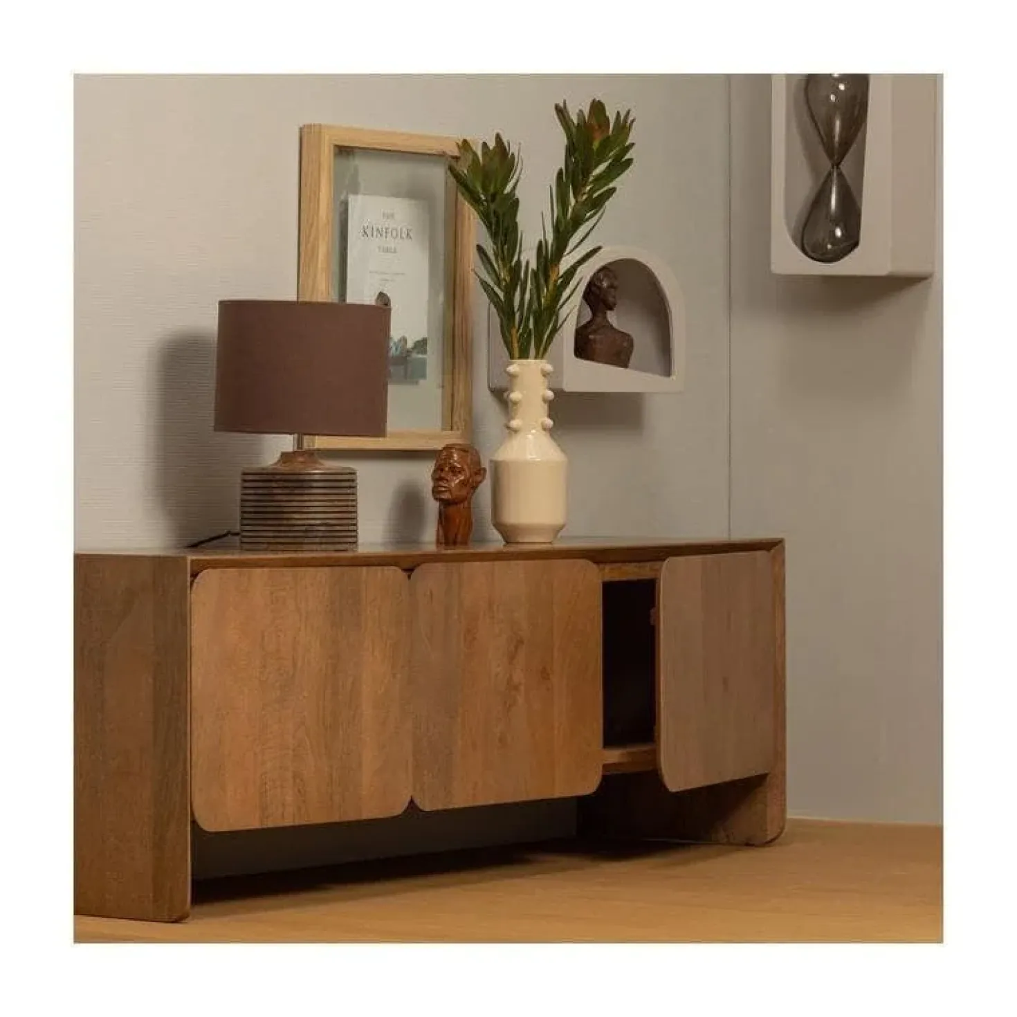 Noam Wanddeco Halfrond Hout Dust 24cm