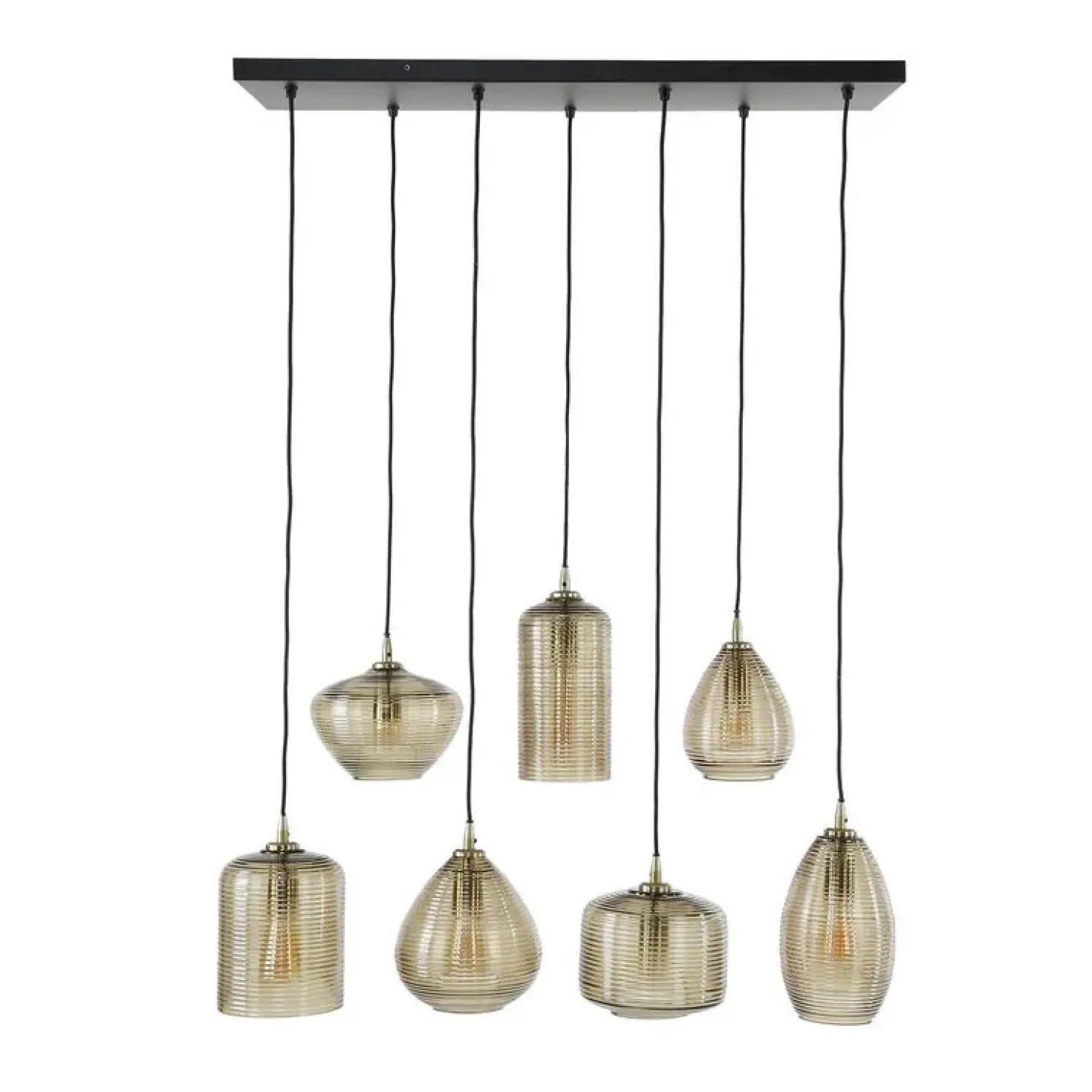 Nona 7-lichts Hanglamp Amber glas
