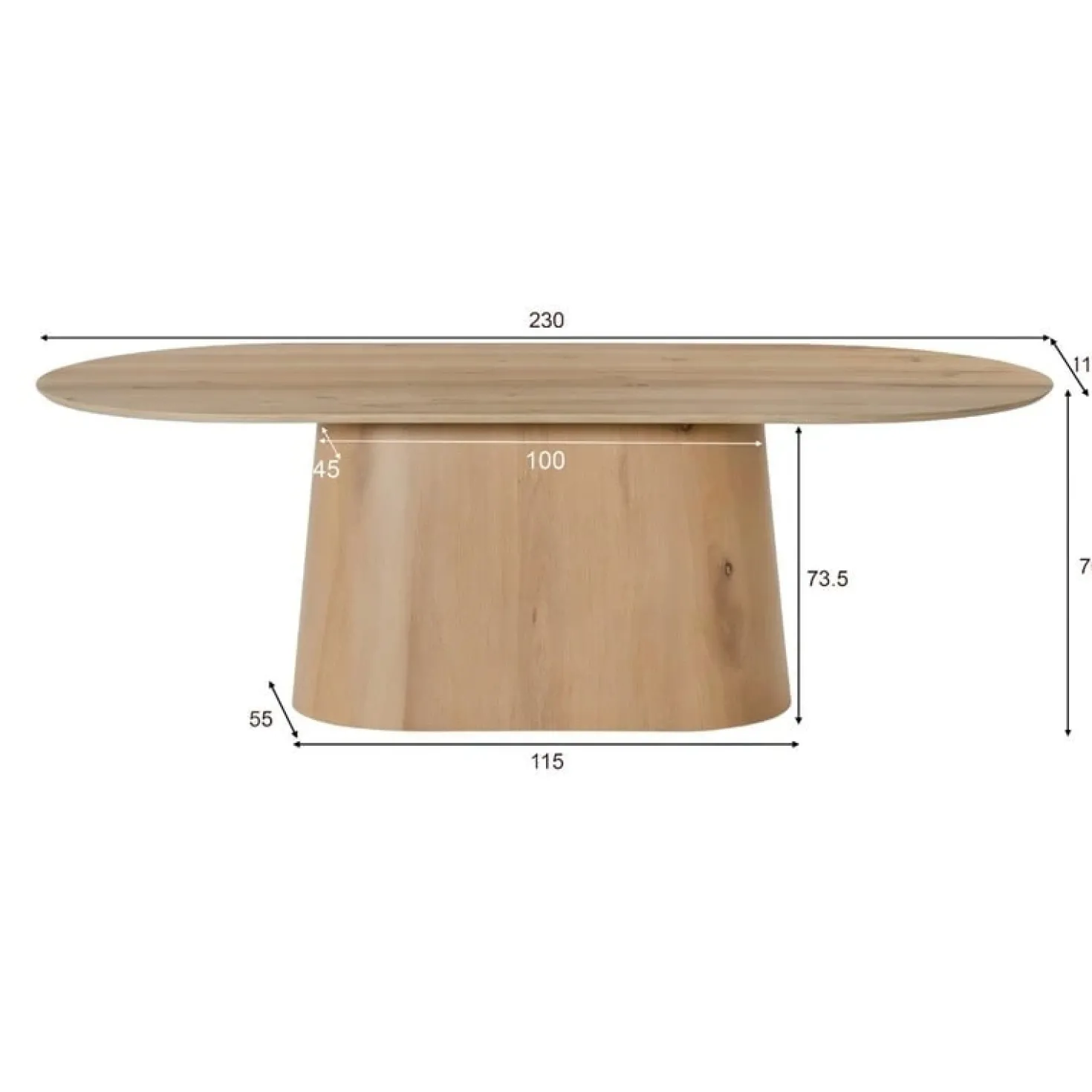 Novero Eettafel naturel eiken ovaal 230cm