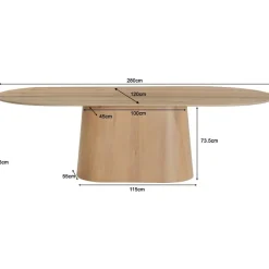 Novero Eettafel naturel eiken ovaal 280cm