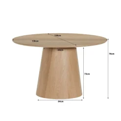 Novero Eettafel rond naturel eiken 130cm